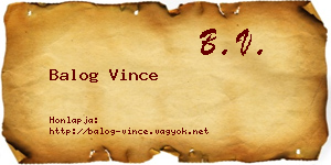 Balog Vince névjegykártya
